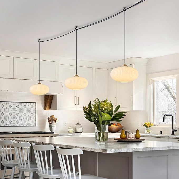 Antique Brass Pendant Lighting Bedroom Plug in Ceiling Light Gold and White Pendant Lights Kitchen Island Large Plug in Chandelier Modern Glass Hanging Lamp