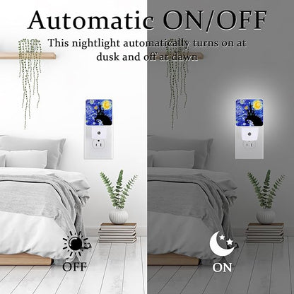 Starry Night Light, Plug-into Wall Halloween Nightlight Lamp with Dusk to Dawn Sensor, Led Lamp 0.5W Energy Efficient for Boys Girls Adults Home Decor