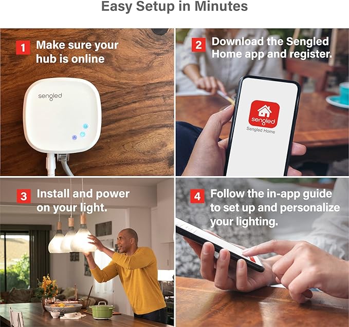 Sengled Smart Light Bulb Starter Kit, Smart Bulbs That is Compatible with Google Home, 2700K Soft White Light Bulbs, A19 E26 Dimmable Bulbs 800LM, 9 (60W Equivalent), 2 Bulbs with Hub, New