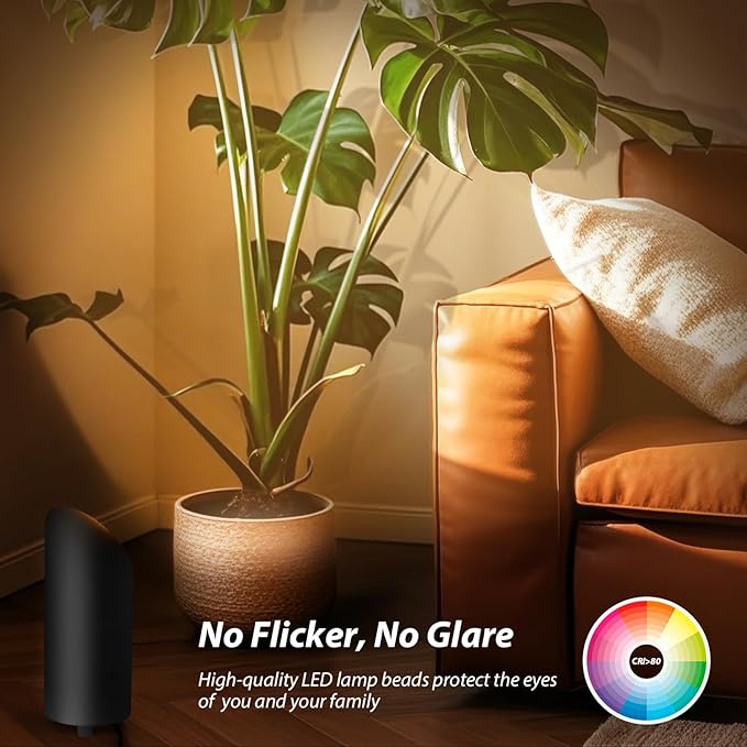 2 Pack Uplighting Indoor, 7W Floor Can Lights with 2700K LED GU10 Bulbs, IP44 Waterproof Uplights Spotlight for Dark Corner Sofa House Plant Wall Artwork Indoor, 6.5FT Plug Cord & Foot Switch