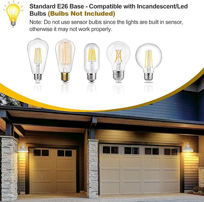 TOBUSA 2-Pack Dusk to Dawn Outdoor Wall Lights, Exterior Farmhouse Gooseneck Barn Light, White Vintage Outside Wall Mount Light Fixture, Waterproof Outdoor Light for House Porch Garage