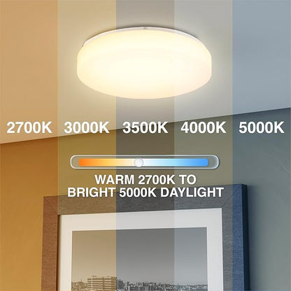 Sylvania 11" Frameless Round LED Ceiling Light, 24W, 5 Color Temperature Selectable (2700/3000 / 3500/4000 / 5000K), Dimmable, 1800 LMS, with Mounting Accessories - 1 Pack (67083)