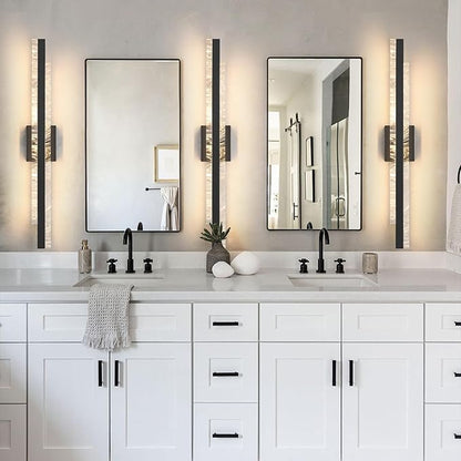 Modern Bathroom Vanity Light: Matte Black 32 inch 28W Dimmable LED Bath Bar Light Fixtures Over Mirror - Wall Sconce Picture Lights for Paintings Cabinets Bedroom 3000k