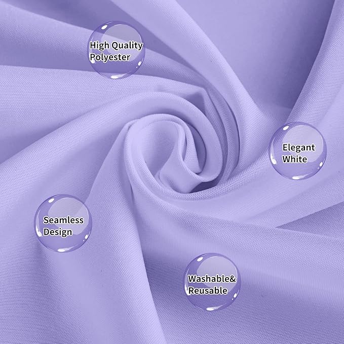 12 Pack Lavender Tablecloth 90 Inch Round Tablecloth Lavender Round Tablecloth Washable Polyester Fabric Bulk Light Purple Tablecloths Round Table Cloths for Parties Wedding Banquet Buffet Dinning