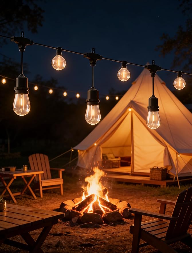 Bistro Lights Outdoor 30FT, Cafe Patio String Lights with Shatterproof LED Bulbs, Warm White Waterproof Plug-in Hanging Lights for Pergola, Balcony, Backyard Party and Deck Decor