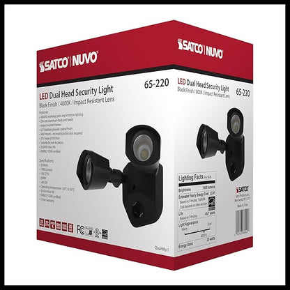 Nuvo 65/220 LED Dual-Head Security Light, 4000K, Black