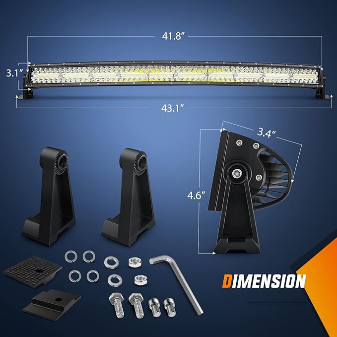 Nilight 42 Inch LED Light Bar 320 LED Chips 11240LM Curved Triple Row Spot Flood Combo High Power Driving Off Road Lights for Truck Tractor SUV ATV UTV Golf Cart Boats