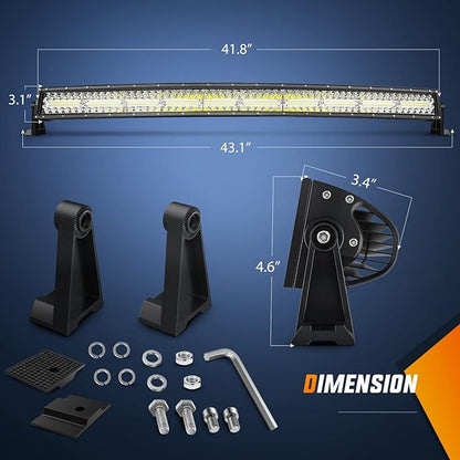 Nilight 42 Inch LED Light Bar 320 LED Chips 11240LM Curved Triple Row Spot Flood Combo High Power Driving Off Road Lights for Truck Tractor SUV ATV UTV Golf Cart Boats