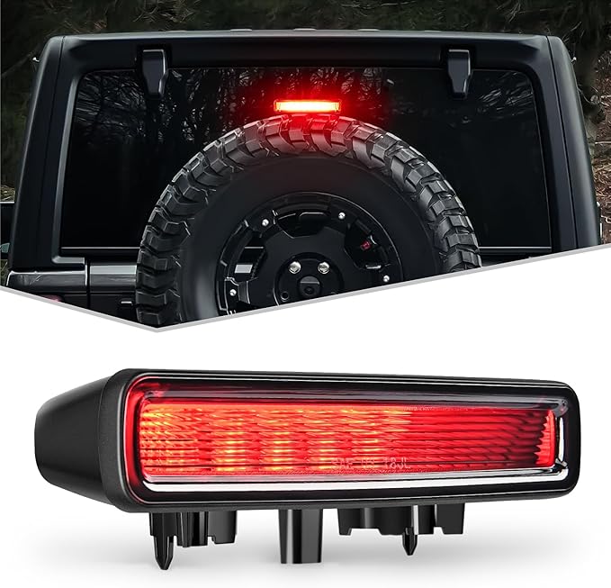 Nilight Third Brake Light Tail High Mount Stop Lights Replacement for 2018-2026 Wrangler JL Accessories LED lamp with Smoked Lens Black Housing