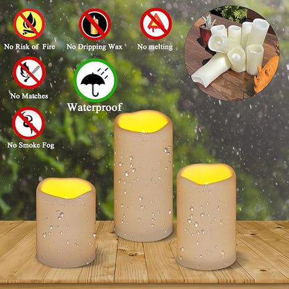 Artmarry Flameless Candles 4" 5" 6" Set of 12 Ivory Waterproof Pillars 3" Diameter Battery Operated Flickering Candles Include 10-Key Remote Timer Function 400+ Hours by 2 AA Batteries (12 Pack)