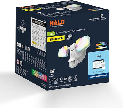 HALO ESF Motion Smart WiFi Color Changing LED Security Floodlight, Connected by WiZ Pro, White - ESF2ARGBWMW-WIZ
