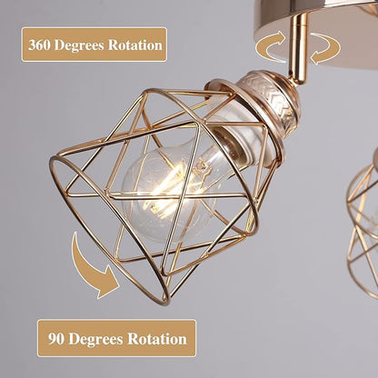 Kitchen Light Fixtures - 3-Lights Multi-Directional Ceiling Lamp with E26 Base, Adjustable Flush Mount for Hallway, Farmhouse, Kitchen, Dining Room, Entryway