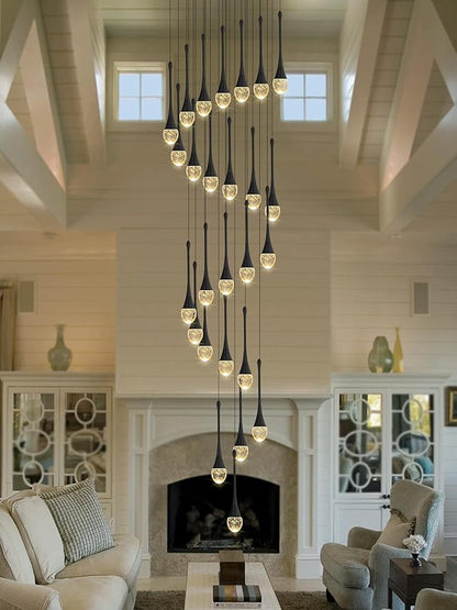 ykolupty H138''Modern Crystal Chandelier for High Ceiling,Large Spiral Crystal Chandeliers,Luxury Raindrop Foyer Chandeliers,Hanging Pendants Lighting for Entryway, Staircase,Hallways,Living Room
