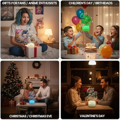 3D Illusion Night Light LED Lamp with Remote Control 16 Color Changing Visual Bedroom Decoration (Smiles 1)