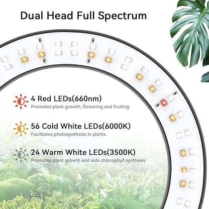 Grow Lights for Indoor Plants, Full Spectrum Plant Lights with 23.5-67" Adjustable Height Stand, 3 Growing Modes with Timer 3/9/12H, Dimmable Halo Grow Lights for Large Tall Plants
