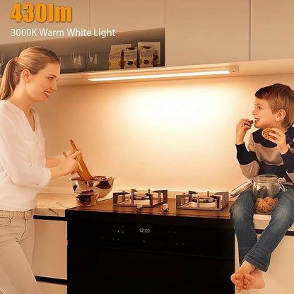 MYPLUS 16 Inch Under Cabinet Lights with Hand Wave, Under Counter Lighting 3000K Warm White,Dimmable,Plug and Play,LED Lights for Kitchen Cabinet, Cupboard, Closet, Desk