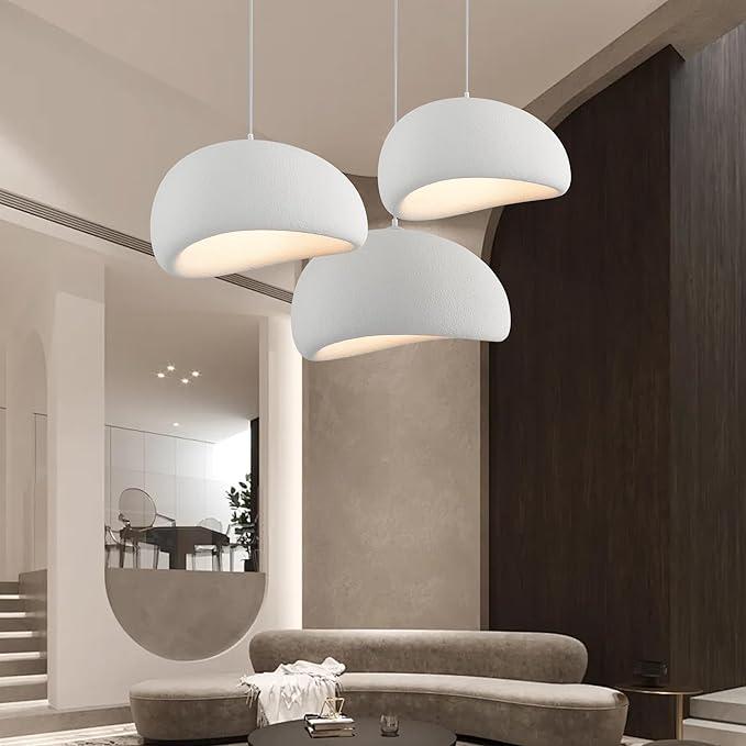 Wabi Sabi Pendant Light Oval, 19.7in Japanese Ceiling Fixture for Dining Room Kitchen Island Hallway Bedroom Restaurant, Adjustable Modern Japandi Hanging Lamp, E26 Base (50cm/19.7in)