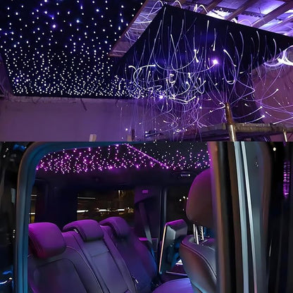 AKEPO 16W Small Size RGBW APP Twinkle Fiber Optic Light Kit, Mixed 295pcs 9.8ft/3m Optical Fiber Star Music Activated Ceiling Light Kit for Car Headliner Star/Home