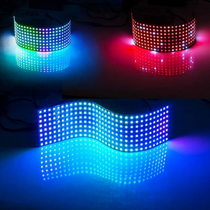 BTF-LIGHTING WS2812B ECO RGB Alloy Wires 5050SMD Individual Addressable 8X32 256 Pixels LED Matrix Flexible FPCB Full Color Works with WLED,SP802E,etc Controllers Image Video Text Display DC5V
