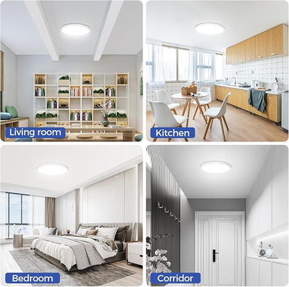 Flush Mount Ceiling Light Fixtures,24W Flat led Light for Ceiling,6000K 2200LM Ultra Thin Round White Lamp for Bedroom Kitchen,Bathroom,Garage,Living Room, Dining Room -2PCS