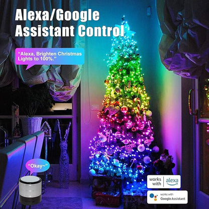 Smart Christmas String Lights - 131FT 400 RGB LEDs WiFi Christmas Lights with App Controlled Multi-Color Changing Compatible with Alexa & Google Home for 6-8ft Christmas Tree