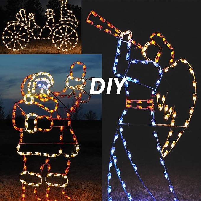 500FT C7 Light String Christmas Stringer, E12 Christmas Sockets 12" Spacing, C7 Stringer Set Green Outdoor String Light for Wedding Patio Event Lighting Decor, Black Wire