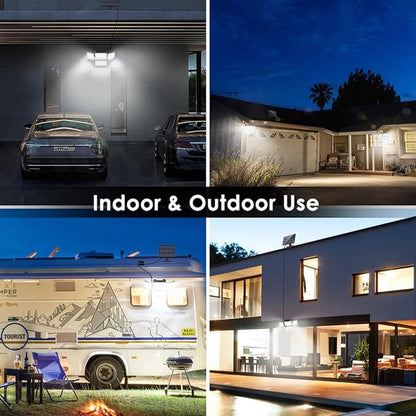 CLAONER Solar Outdoor Lights Motion Sensor 3500LM 288 LED Solar Security Lights with Remote Control IP67 Waterproof 4 Heads Solar Flood Lights with 16.4ft Cable 4 Modes Wall Lights(2 Pack)