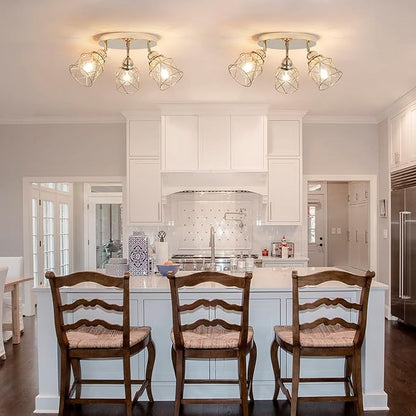 Kitchen Light Fixtures - 3-Lights Multi-Directional Ceiling Lamp with E26 Base, Adjustable Flush Mount for Hallway, Farmhouse, Kitchen, Dining Room, Entryway