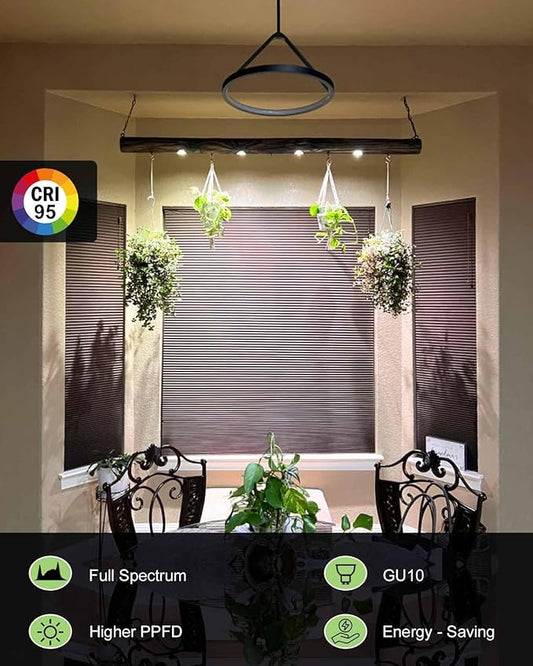 Grow Light, GU10 Full Spectrum Grow Light Bulb, 5W 110V, PAR16 LED Plant Light Bulb for Indoor Plants, Warm White 3000K, 3-Count