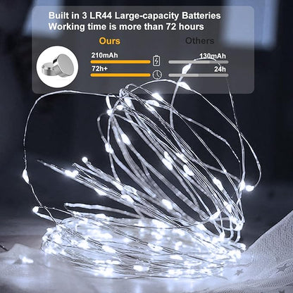 AIKEI 6 Pack LED Fairy Lights Battery Operated, Mini String Lights Waterproof 7 Feet 20 Led Firefly Starry Lamps 3 Working Modes for Wedding Party Bedroom Garden Halloween Christmas Decoration White