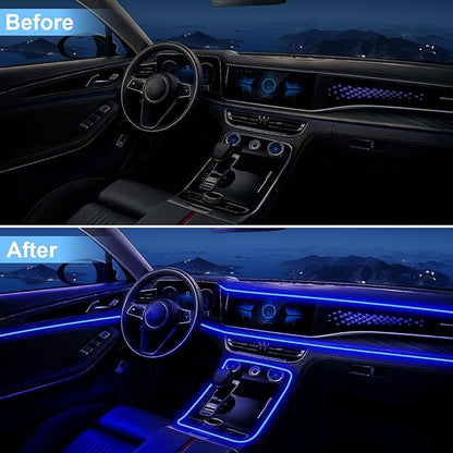 Interior Car LED Lights with Wireless APP/RF Remote Control, RGB 6 in 1 Ambient Lighting Kit with 315 Inches Fiber Optic,16 Million Color Neon Strip Inside Sync to Music,Car Decorations Accessories