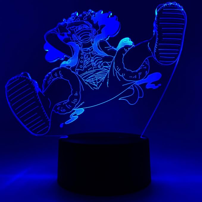 Otaku Lamps Luffy GEAR5 Laughing One Piece – Anime Lamp Figure Night Light, 16 Color RGB LED – 3D Anime Room Décor Gift for Otaku