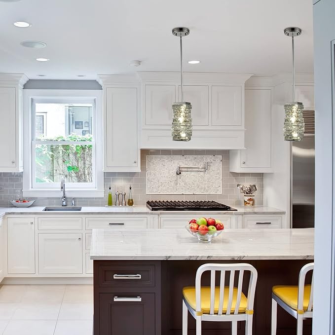 Modern Crystal Pendant Light Bathroom LED Chrome Mini Pendant Lights Kitchen Island, 8W, 4000K, NOT Dimmable