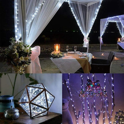Ariceleo Led Fairy Lights Battery Operated, 2 Packs Mini Battery Powered Copper Wire Starry Fairy Lights for Bedroom, Christmas, Parties, Wedding, Centerpiece, Decoration (5m/16ft Cool White)