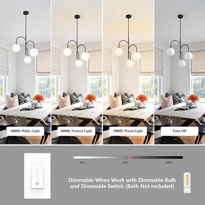 3 Light Milk Glass Chandelier Black Pendant Lights Kitchen Island Mid Century Dining Room Light Fixture Modern Globe Chandeliers for Bedroom Living Room Kitchen