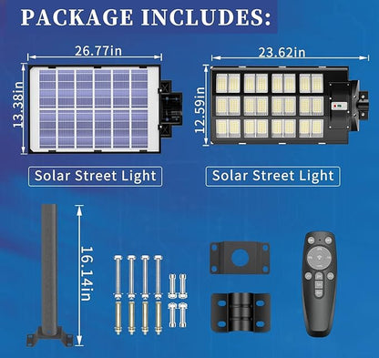 JAYNLT Y-6800W Solar Street Lights Outdoor, 600000LM 6500K Powerful Parking Lot Lights Commercial, Duks to Dawn Solar Lamp Outdoor with Motion Sensor for Yards, Driveways