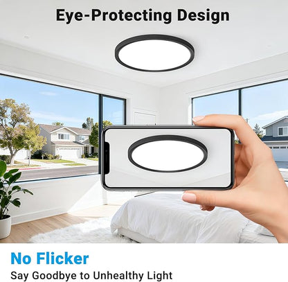4 Pack LED Flush Mount Ceiling Light,12Inch 24W,3000K/3500K/4000K/5000K/6500K 5 Color Temperatures Ceiling Light Fixture for Kitchen Porch Hallway Bedroom Bathroom and Closet,Black