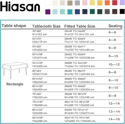 Hiasan Dusty Blue Tablecloth for Rectangle Tables - Waterproof Washable Polyester Fabric Table Cloth for Buffect Dining Birthday Party Wedding, 54 x 108 Inch