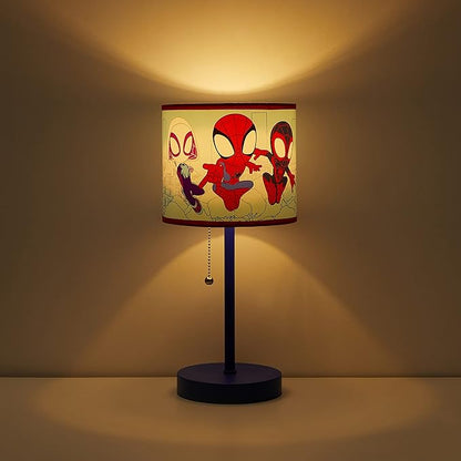 Marvel Spidey and His Amazing Friends Table Lamp,Kids Stick Lamp with Pull Chain by Idea Nuova,Fun Bedroom or Nightstand Lighting,Official Spidey Decor