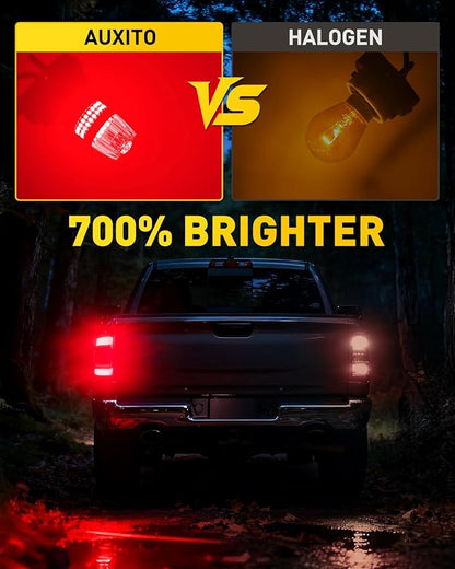 AUXITO Latest 1157 LED Bulb Red Brake Lights Tail Lights, 700% Brighter 2057 2357 7528 BAY15D LED Bulbs with Projector for Stop Third Brake Backup Tail Turn Signal DRL Maker Light, Pack of 2