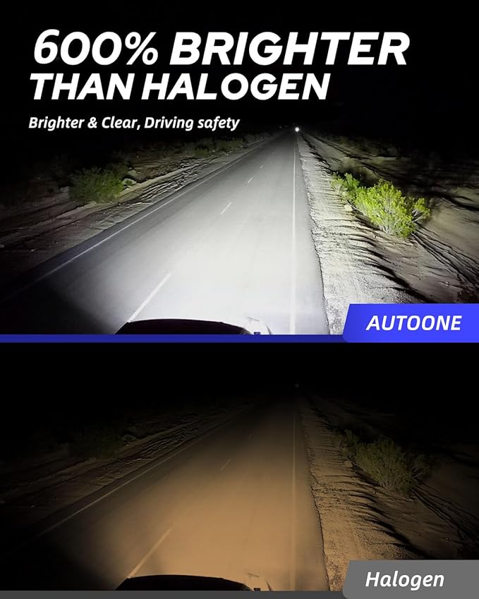 AUTOONE H8 H11 H16 LED Light Bulbs White, 6000K Super Bright, Fanless Mini Size, Plug and Play, Pack of 2