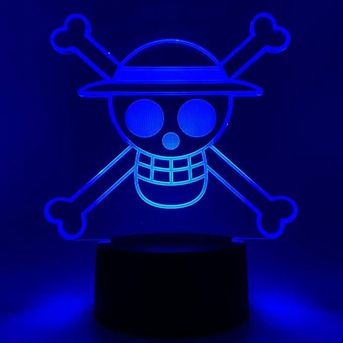 Otaku Lamps Jolly Roger One Piece – Anime Lamp Figure Night Light, 16 Color RGB LED – 3D Anime Room Décor Gift for Otaku