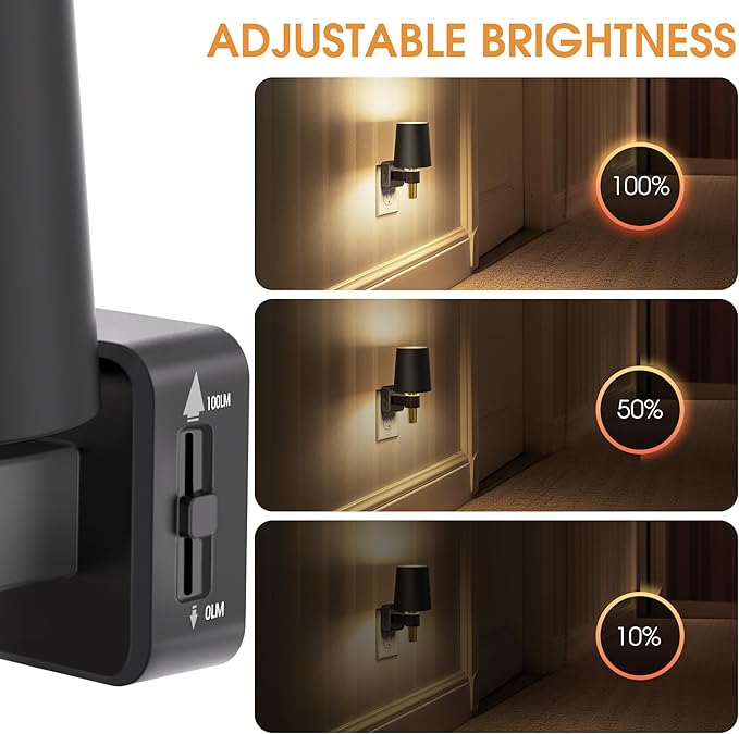 Briignite Night Light, Night Lights Plug into Wall, Dusk to Dawn Sensor, Soft White 3000K, 0-100LM, Plug in NightLight, Vintage Night Light Lamp for Hallway Bedroom Stairway