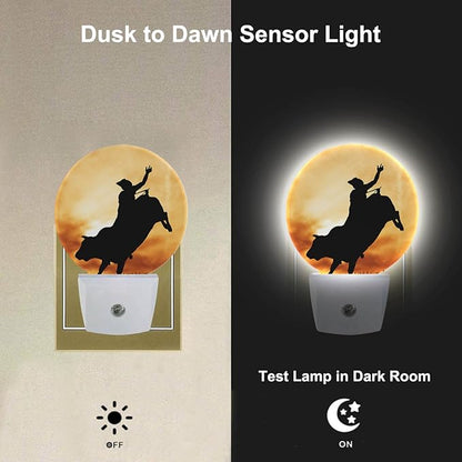 Cowboy Night Lights Wild West Cowboy on Horseback LED Night Light Plug into Wall with Dusk to Dawn Sensor for Girls Boys Women Men Room Decor, Hallway, Kitchen, Bathroom, Nursery