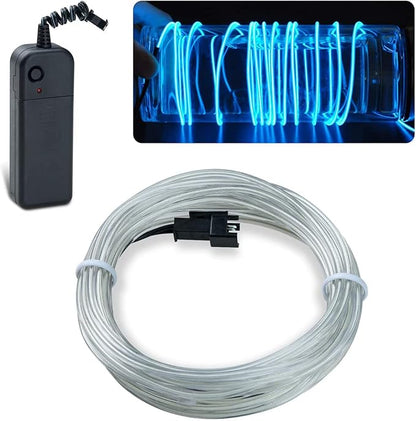 lychee 9ft EL Wire Lights Neon Glowing Strobing Electroluminescent Light El Wire w/Battery Pack for Parties, Halloween Decoration (Ice Blue)