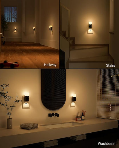 Lyridz LED Night Lights Plug into Wall with Motion Sensor, 1-150LM Dimmable Plug-in Nightlight Indoor for Bedroom, Bathroom, Hallway, Stairs, Pet House, Toilet, 2 Pack
