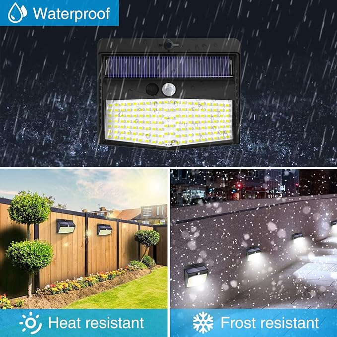 Solar Outdoor Lights, [138 LED/4 Packs] Solar Motion Sensor Security Lights with 3 Lighting Modes Solar Wall Lights Waterproof Solar Powered Lights for Garden Fence Yard Deck Garage