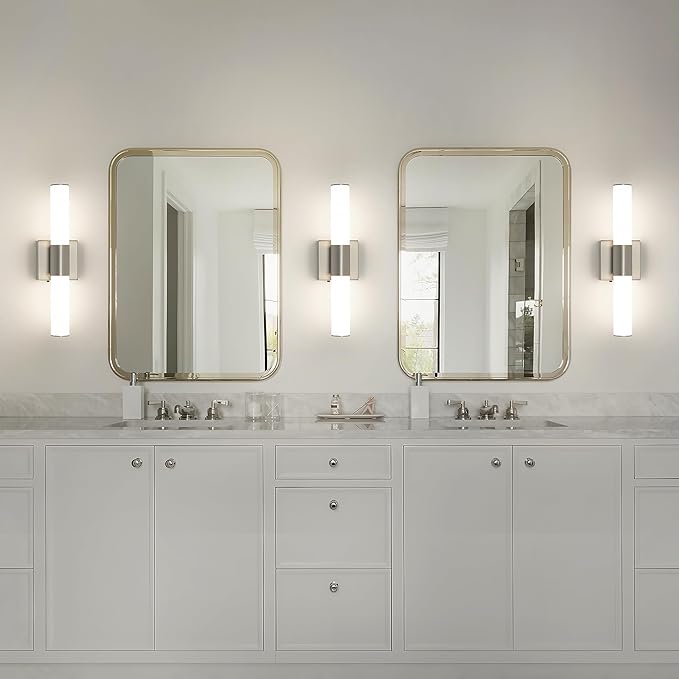 Brushed Nickel Vanity Light for Bathroom Lights Fixtures Over Mirror 5CCT Dimmable Vanity Light Bar 15.74-Inch 12W Bathroom Lighting Fixtures for Mirror