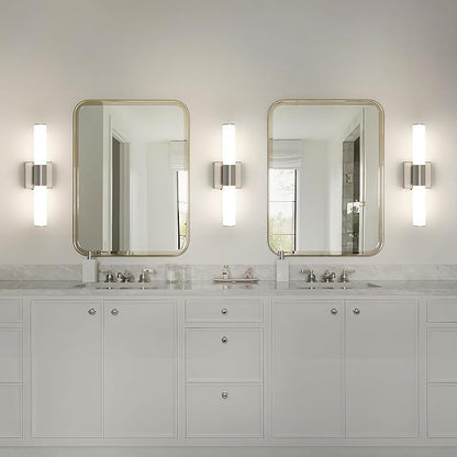 Brushed Nickel Vanity Light for Bathroom Lights Fixtures Over Mirror 5CCT Dimmable Vanity Light Bar 15.74-Inch 12W Bathroom Lighting Fixtures for Mirror