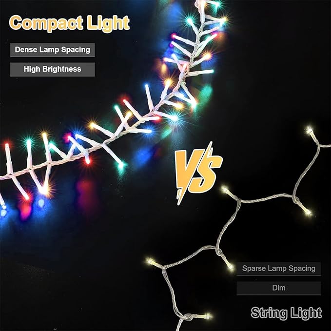LAMPHOME 46ft 500 LED Easter String Lights Plug in, Pastel Twinkle Fairy Lights, 16 Modes Waterproof Easter Outdoor Lights, Colored String Lights for Christmas Tree Indoor Outdoor Spring Decorations